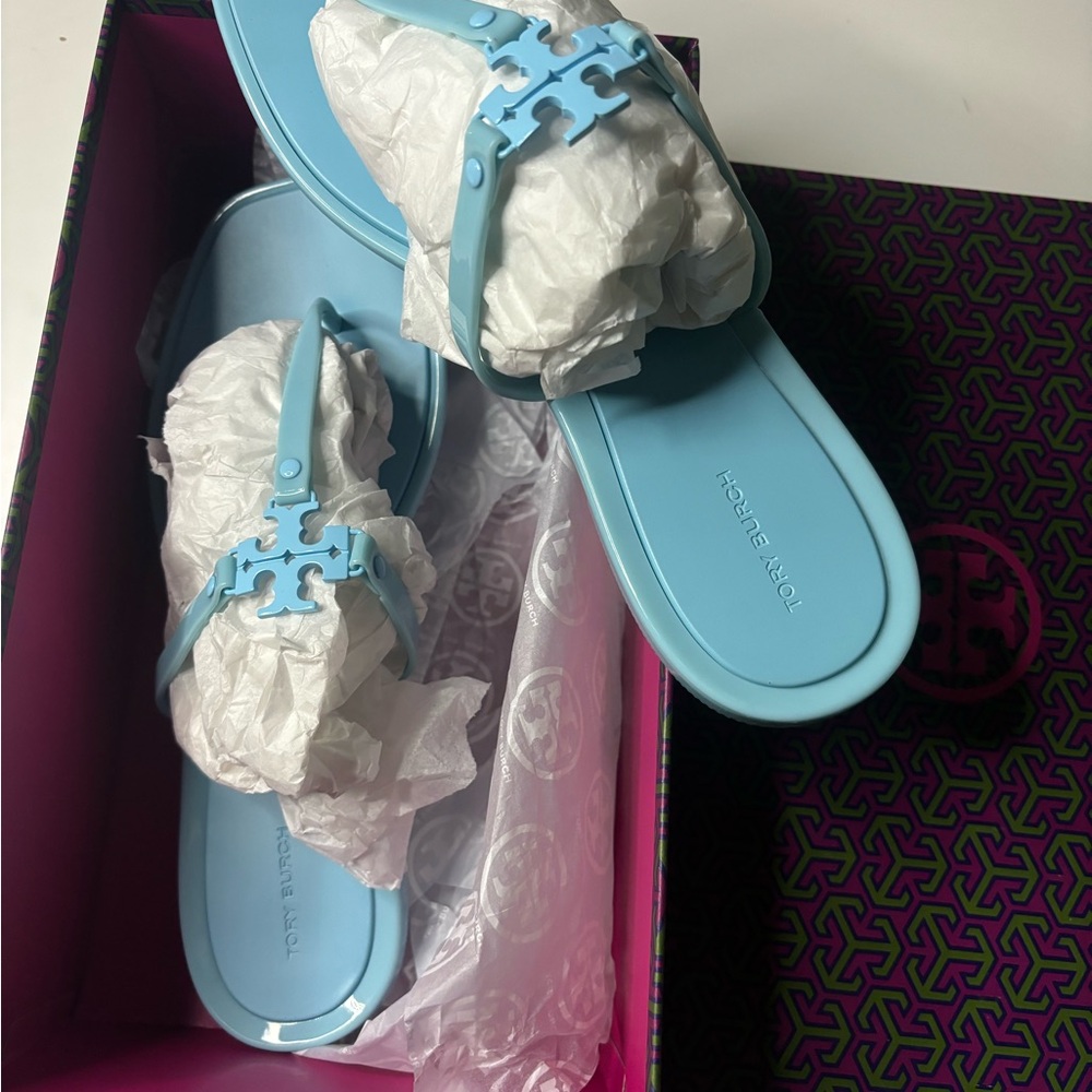 Tory Burch Blue Slide Sandals